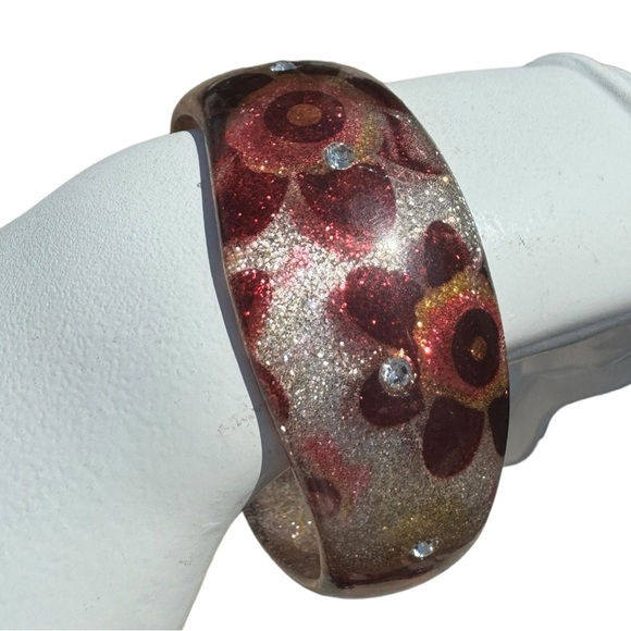 90s Y2K Flower Power Lucite Bangle Bracelet - Picture 3 of 6